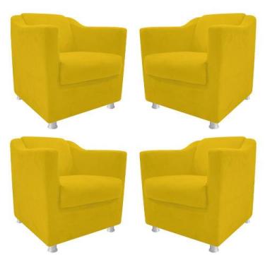 Imagem de kit 04 Poltronas Decorativas Babel Corano Amarelo - DAMAFFÊ MÓVEIS - D