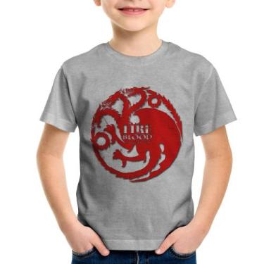Imagem de Camiseta Infantil Fire and Blood Targaryen - Foca na Moda, Cinza, 14