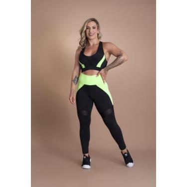 Imagem de Conjunto Feminino Fitness Calça Legging Cintura Alta Detalhe E Top Nad
