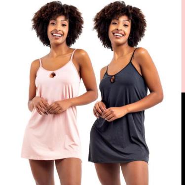 Imagem de Kit 2 Camisolas Curta de Dormir Pijama Feminino sem Bojo - Viére, P, R