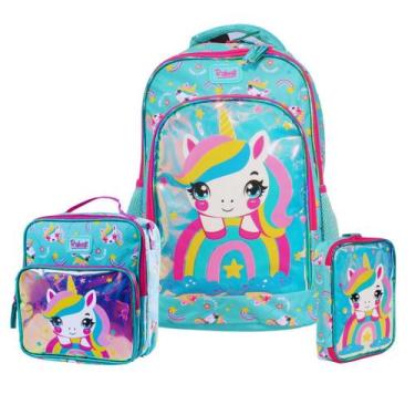 Imagem de Kit Rabisk Unicórnio Mochila + Lancheira + Estojo Verde