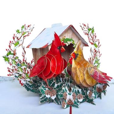 Imagem de HEARTAGS - Cartão de aniversário pop-up para esposa, cartão de aniversário de casal cardeal pop-up 3D para ela, namorada, presente romântico, cartões de casamento incluem envelope e nota de mensagem