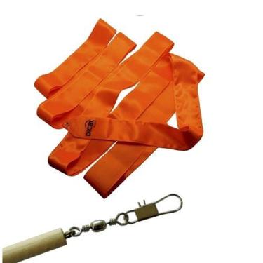 Imagem de Kit Baby Estilete Madeira Com Fita Cetim 3M Dicat Sports, Laranja