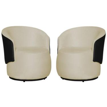 Imagem de Kit 02 Poltronas Tecido Suede Mesclado em material sintético Preto Bea