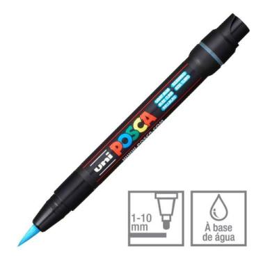 Imagem de Caneta Posca Marcador Brush Uni-Ball PCF-350 Azul Claro 8 - Uni Ball