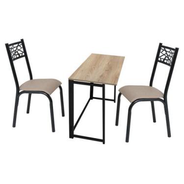 Imagem de Kit manicure ciplafe jade 1 mesa carvalho dob 2 cadeiras, Bege