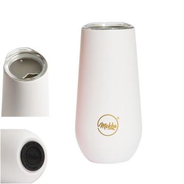 Imagem de Copo Térmico Taça Espumante Champagne Aço Inox 150ml Branco - Mokha