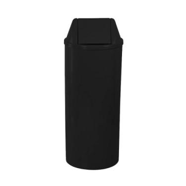 Imagem de Lixeira 22L redondo com tampa basculante preta para condomínios, festa