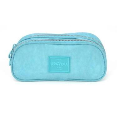 Imagem de Estojo Escolar Up4You Zíper Duplo Tecido Crinkle Turquesa