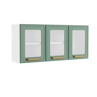 Imagem de Armário Aéreo de Aço 3 Portas Vidro Verde Bella Bertolini