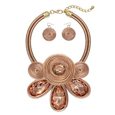 Imagem de Colar de declaração africana volumoso para mulheres, moda tribal, conjunto de brincos exclusivo, colorido, grande, cristal, strass, colar, gargantilha, babador feito à mão, Cristal, não conhecido