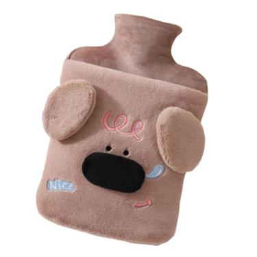 Imagem de Garrafa de água quente com tampa, bolsa de água quente de 2000 ml para compressa quente e fria, aquecedor de pés de mão para inverno nariz grande - marrom
