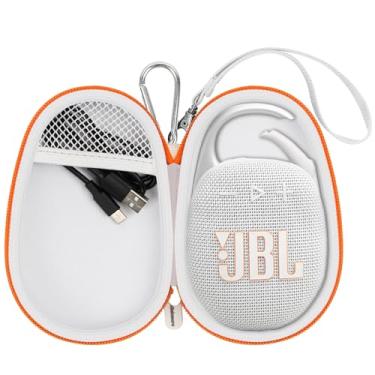 Imagem de Capa de substituição para alto-falante compatível com JBL Clip 5/Clip 4, bolsa protetora de armazenamento para alto-falantes Bluetooth serve apenas para carregador e caixa de cabo USB (branca)