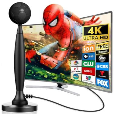 Imagem de QTEANCOOL Antena de TV Digital Interna ATSC 3.0 para Canais Locais Gratuitos 8K/4K/1080p com Amplificador de Longo Alcance e Recepção 360°