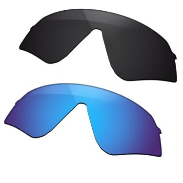 Imagem de TRUSHELL Lentes polarizadas de substituição para óculos de sol Oakley Sutro Lite Sweep OO9465 - Espelho preto + espelho azul oceano, pacote com 2 peças