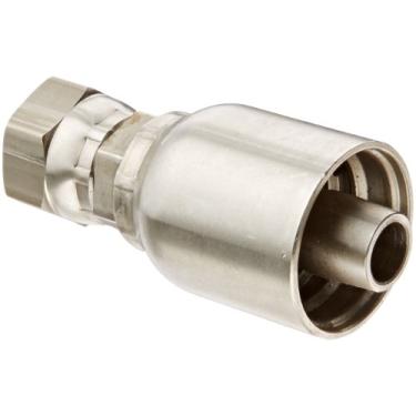 Imagem de Aeroquip 1AA8FJ8C Aço Inoxidável Global TTC (através da capa) Encaixe de mangueira de crimpagem fêmea JIC giratório, reto, 1/2" ID da mangueira, 3/4" - 16 Roscas