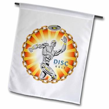 Imagem de 3dRose Fl_19245_1 Robot Thrower 2 a Mechanical Robot Throws Frisbee Playing Disc Golf Garden Flag, 30 x 45 cm