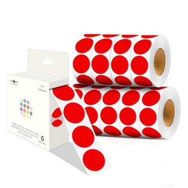 Imagem de PARLAIM Adesivos redondos de 2,5 cm com código de cores, 10.0000 por/10 rolos de pontos, caixa distribuidora de etiquetas, círculo vermelho para escritório, casa (vermelho)