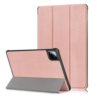 Imagem de Xuanbeier Capa compatível com Xiaomi Pad 7/7 Pro 11,2 polegadas 2024, capa protetora inteligente com suporte fino com função despertar/hibernar automaticamente, ouro rosa