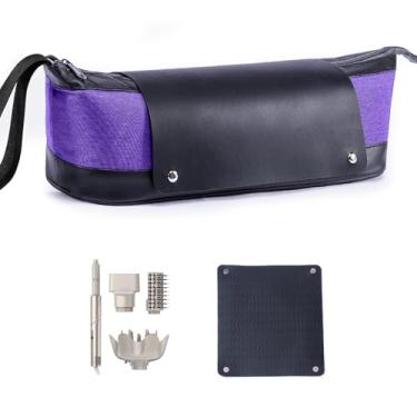 Imagem de Bolsa de viagem para ferramentas de cabelo 2 em 1 com tapete resistente ao calor para chapinhas, alisadores, modelador de cachos e acessórios para cuidados com os cabelos, compatível com secador de