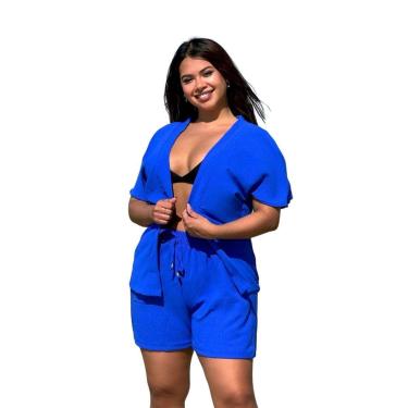 Imagem de CONJUNTO FEMININO KIMONO/CARDIGAN E SHORT PLUS SIZE-Feminino