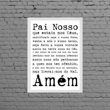 Imagem de Quadro Oração Pai Nosso 24X18Cm Moldura Branca