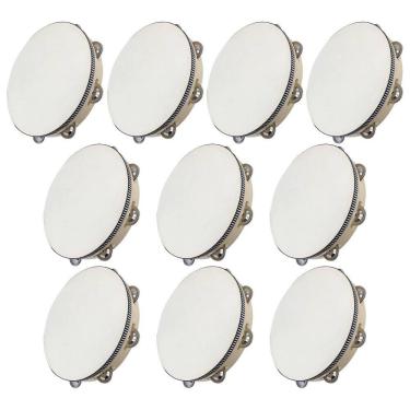 Imagem de Kit 15 Pandeiros Redondo de Madeira 10" Pele Natural New York