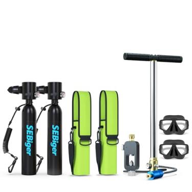 Imagem de SEBiger Tanque de mergulho com certificação DOT reutilizável para garrafa de pônei de 0,5 L, cilindro de mergulho de 5 a 10 minutos adequado para trabalho subaquático/recreação subaquática, D-BK