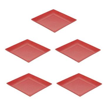 Imagem de 5un Petisqueira prato quadrado 24cm ecológico vermelho - evo