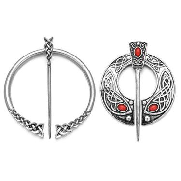 Imagem de XGALA 2 peças novo delicado vintage tom prateado broche viking flbula nórdica broche broche xaile roupas joias para meninas mulheres, Metal, Na