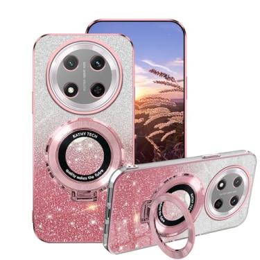 Imagem de Wousunly Capa para Honor Magic 7 Lite Capas de silicone com suporte de anel, para Honor Magic 7 Lite capa de telefone com glitter transparente camada dupla removível TPU macio à prova de choque capa