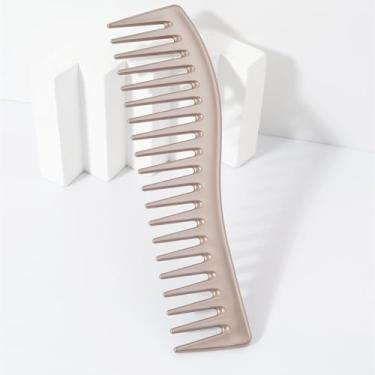 Imagem de Pente de dentes largos curvos, pente de shampoo modelador, adequado para cabelos longos, cabelos cacheados, cabelos molhados, especial para perucas de cabelo real (PenQWQKCS-Zong)