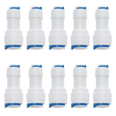 Imagem de FINBe Conector de purificador de água 3/8 a 1/4 adaptador de linha de água para filtro de purificador de sistema de osmose reversa de água pura RO 10 peças