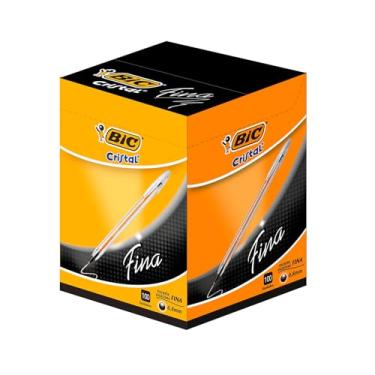 Imagem de BIC, Caneta Esferográfica Escrita Fina, Cristal Fina, Preto, 100 Unidades