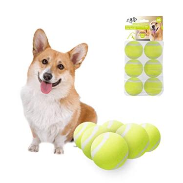 Imagem de ALL FOR PAWS Brinquedo de bola para cães, bolas de segurança para cães de 5 cm, com salto alto, bolas de tênis interativas para exercícios e brincadeiras adequadas para lançadores de bola