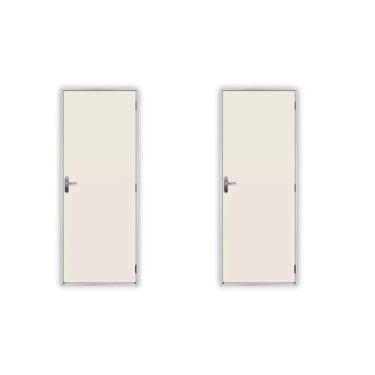 Imagem de 2 Kits Porta de Madeira Lisa 215x85cm com Batente de Aço 06cm Açomad -