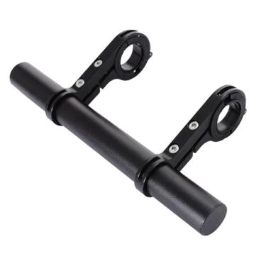 Imagem de kowaku Extensão do guidão de bicicleta Brilhas duplas Speedômetro de montagem Speed ​​Speed ​​Meder Lanterna de retenção de retenção para ciclismo para andar, Preto