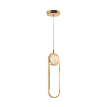 Imagem de Pendente Oval de Metal Dourado Vidro 35cm Led 17W 3000K Bivolt