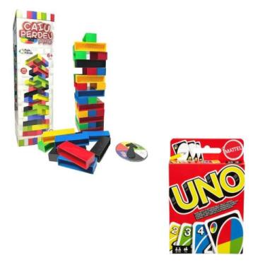 Imagem de Kit Uno Jogo De Cartas Baralho + Caiu Perdeu Pro Jogo Torre - mattel, 