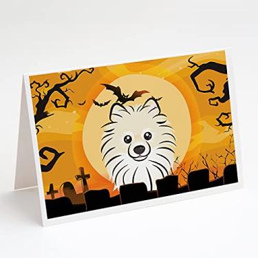 Imagem de Caroline's Treasures BB1765GCA7P Cartões de Dia das Bruxas Pomerânia e Envelopes Pacote com 8, 7 x 5, multicolorido