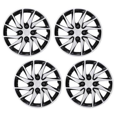 Imagem de 4pcs 14 Inne Elegante Aparência à Prova de Arranhões Tampa Roda Hubcap para Acompanhante Campa de Proteção de Roda de Proteção Substituição de Tampa (Preto prateado)