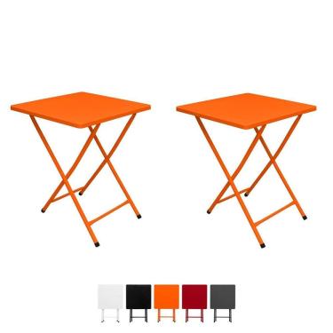 Imagem de Conjunto 2 Mesa Dobrável Bar Restaurante Aço Ferro