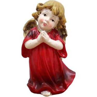 Imagem de Enfeite Estatueta Anjo Vermelho Anjinho Em Resina Natal 13cm - Genéric
