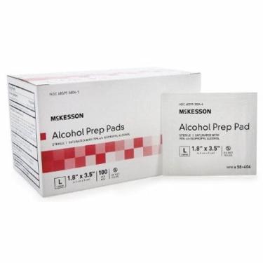 Imagem de Almofada de preparação de álcool McKesson Álcool isopropílico, 70% pacote individual grande, 1,8 x 3,5 polegadas estéril 100 unidades da McKesson (pac