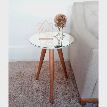 Imagem de Mesa Lateral Tampo Espelhado 60x40cm Pés Palito Casa Uai