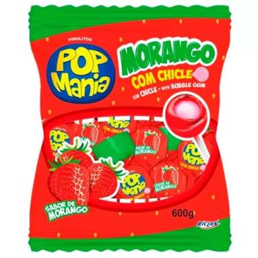 Imagem de Pirulito Pop Mania Morango Recheio Chiclete c/50 - Riclan