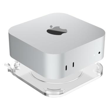 Imagem de CaSZLUTION Suporte de mesa de acrílico transparente para Mac mini M4/M4 Pro 2024 – resfriamento aprimorado e design de fácil acesso | Pés de borracha antiderrapante, suporte transparente para Mac mini
