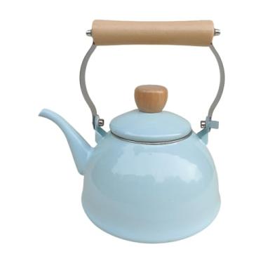 Imagem de Ioensy Cafeteira de bule de esmalte, 1,4l de porcelana esmaltada teakettle, bule chinês para festas de fogão de chá água fervente, Azul