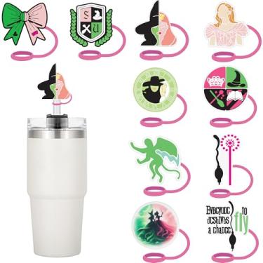 Imagem de 10 peças de cobertura de palha de bruxa de 1 cm para Stanley Cup acessórios de 30 e 1,134 g, presente de material de feiticeiro, chapéus de palha reutilizáveis de silicone