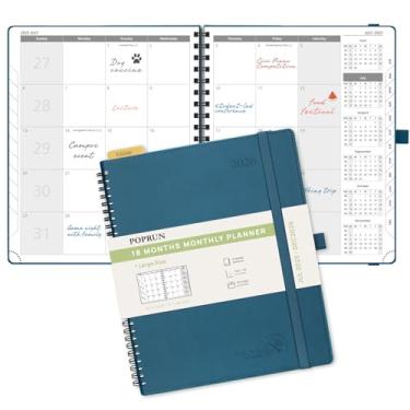 Imagem de POPRUN Agenda mensal 2025-2026 com encadernação espiral (21 x 26 cm), calendário de 18 meses (julho de 2025 a dezembro de 2026) - 4 páginas por mês com despesas e notas mensais, início de domingo